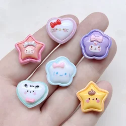 10pcs cute cartoon hearts Five star flower animals flat back resin carbon circle scrapbook Diy wedding hairpin accessories craft