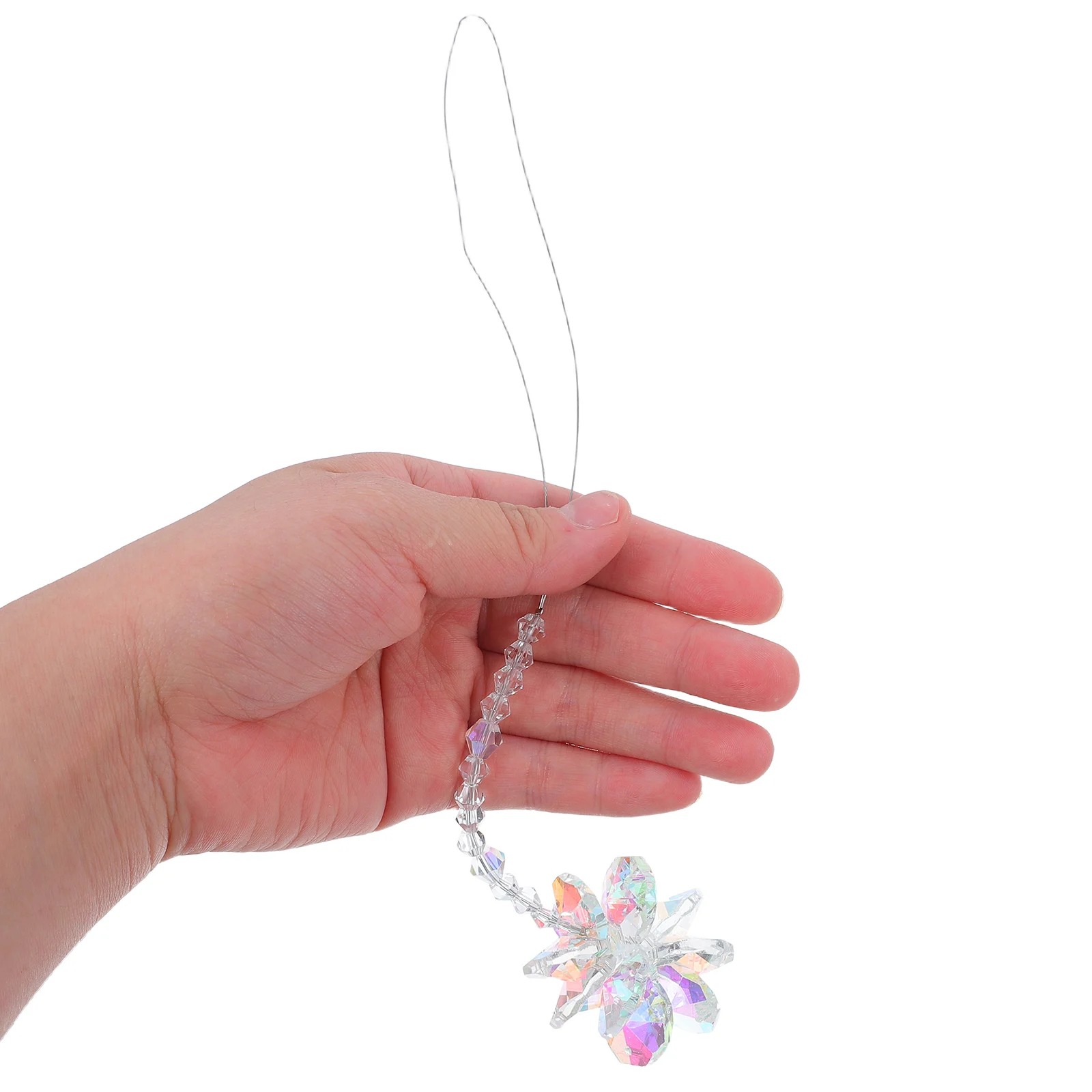 

2pcs Crystal Window Sun Catcher Pendant Hanging Decor Glass Prism Flower Shape Light Reflector Room Brightener Wall Decoration