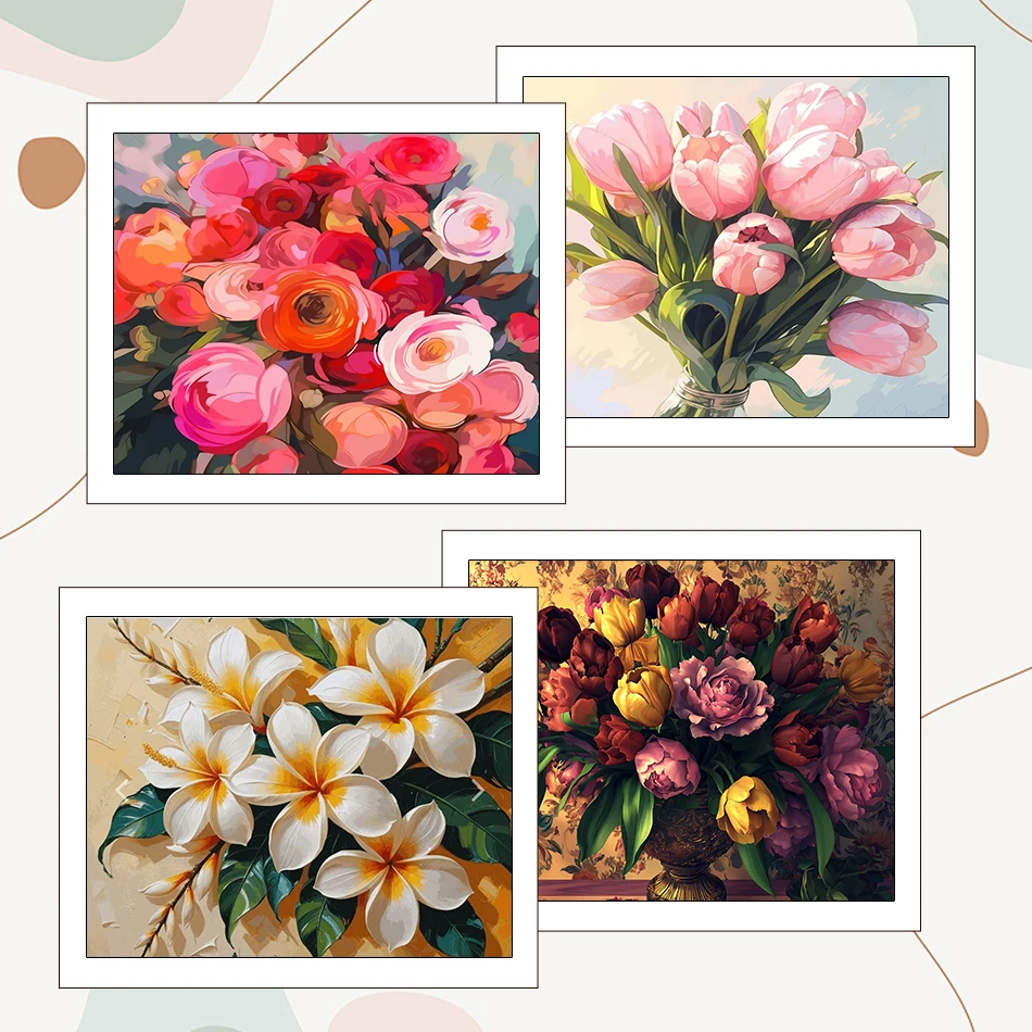 

RUOPOTY Painting By Numbers Draw Color Markers Flowers 40X50cm Acrylic On Canvas Drawing Diy Paint Pictures By Numbers Handmade