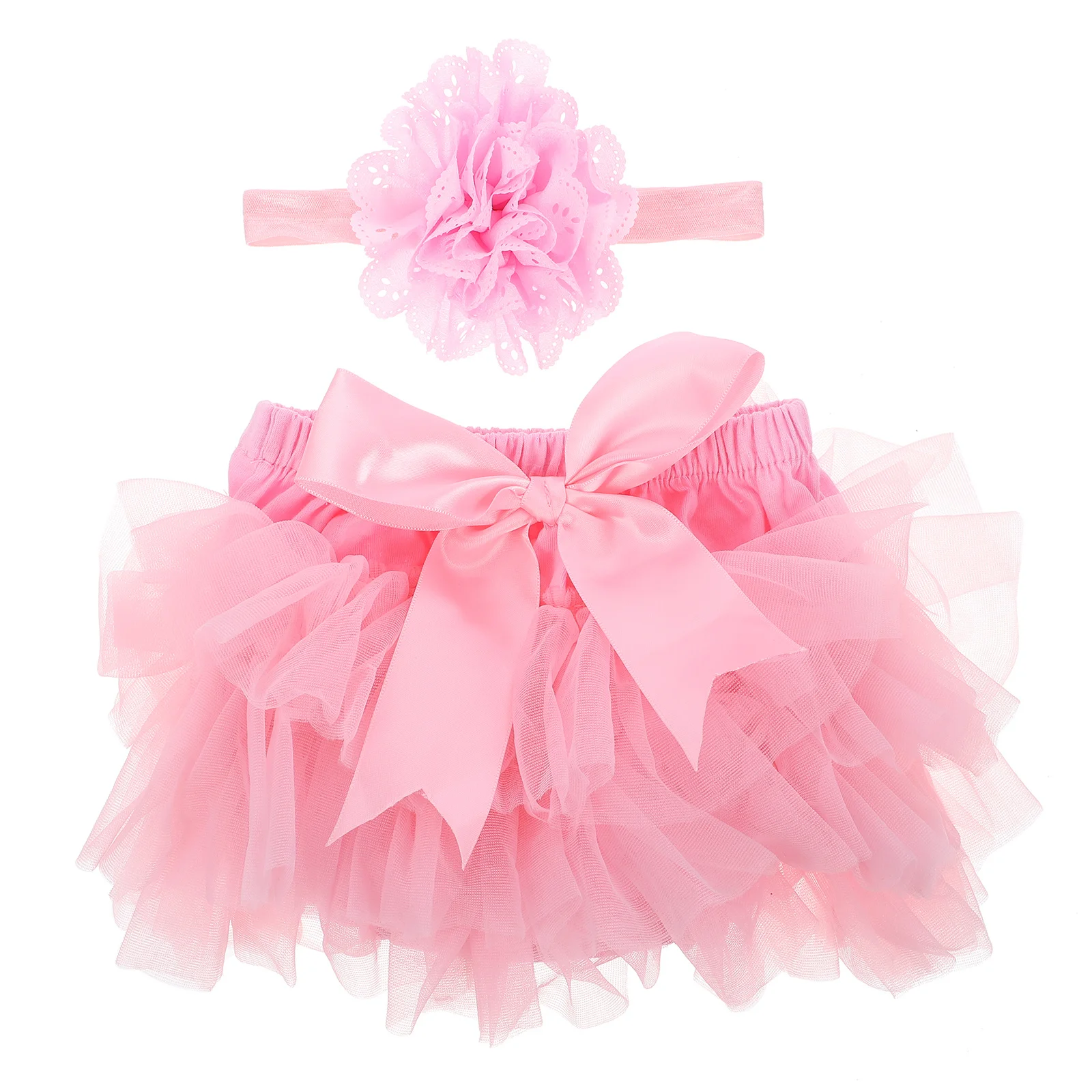 

Baby Girls Pink Tutu Skirt Size L Birthday Dress Photography Props Soft Tulle Layer Satin Waistband First Birthday Cake Smash