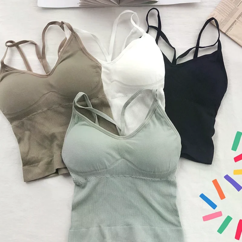 

Women Cotton Lingerie Push Up Bra Sexy V Neck Tube Top Fashion Solid Color Underwear Female Soft Brassreie With Chest Pad