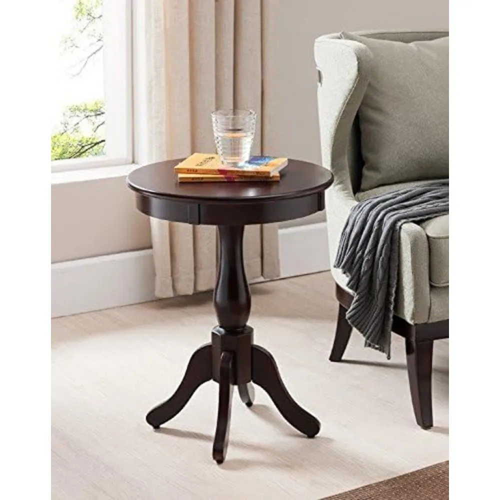 

Cherry Finish Wood Round Pedestal Side Accent Table