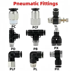 Accesorios Neumáticos PC/PCF/PB/PKB/PH/PL/PLF/PX/SL 4mm 6mm 8mm 10mm rosca M5 1/8 1/4 3/8 1/2 accesorios de manguera de plástico negro