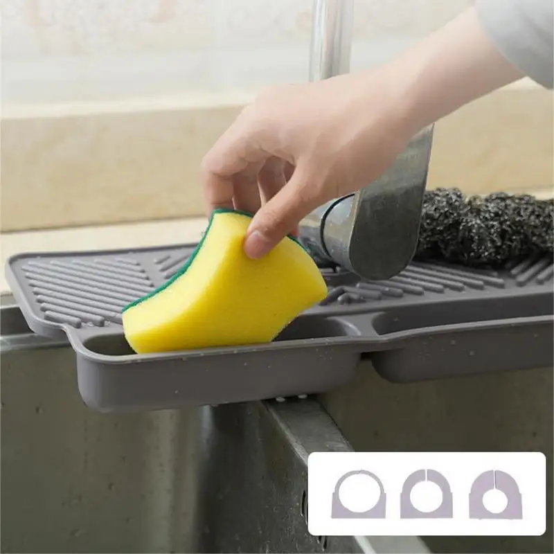 Faucet Mat For Kitchen Sink Slip-proof Sink Faucet Mats Kitchen Sink Protector Instant Drying Mat In Gray Water Faucet Drip Tray