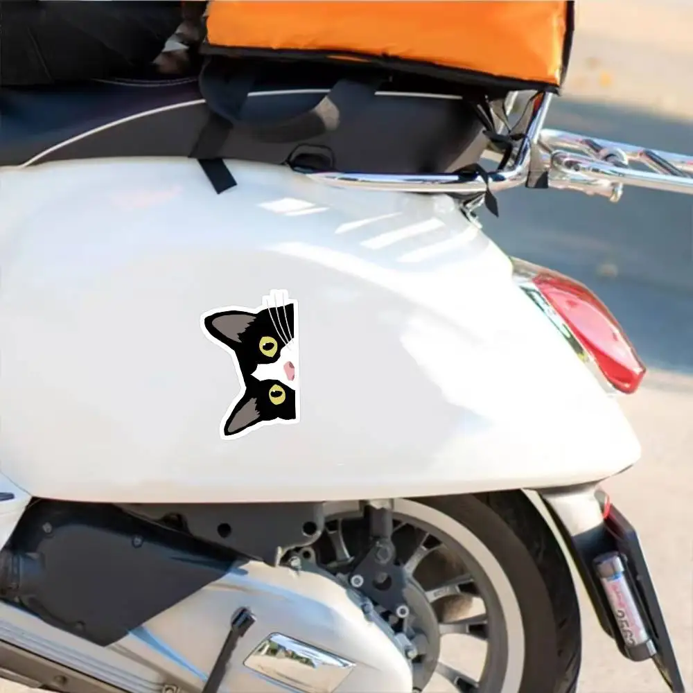 1Pc 2D Flat Peeking Tuxedo Cat Vinyl Sticker, Waterproof Decal for Car Window Motorcycle Laptop Decor, Holiday Gift view 6