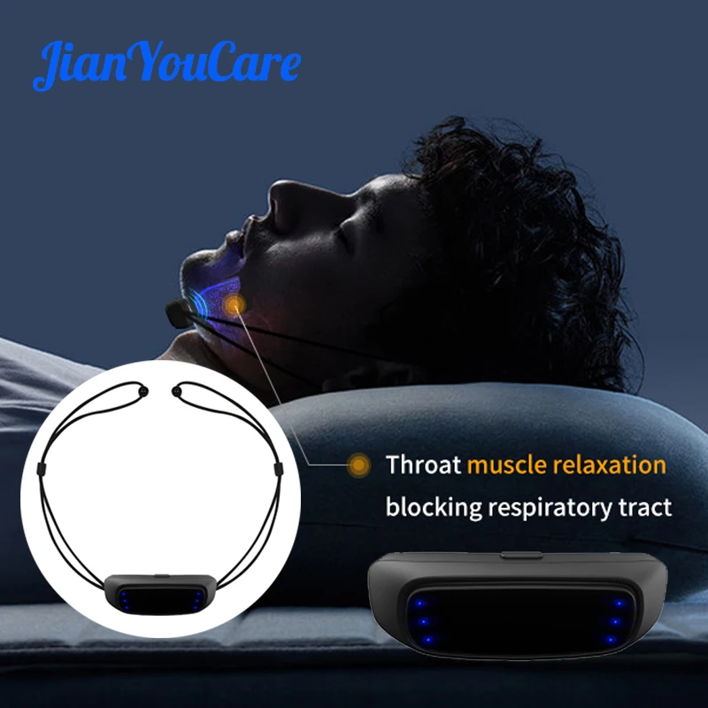 

JianYouCare Electric Throat Anti-Snoring Device EMS Pulse Stop Snore Sleep Aid Intelligent Breathing Corrector Hanging Ear USB