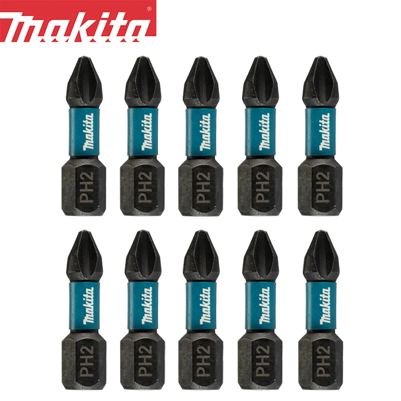 Makita Impact Screwdriver Bits PH2 25MM Original Driver Drill Head Tool Accessory Black Original Head Screwdriver 10PCS