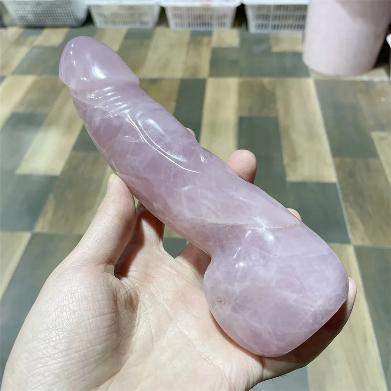 18cm Large Long Natural Rose Quartz Crystal Massage Penis Wand Gemstone Yoni For Women Health Smooth Polished 1pcs