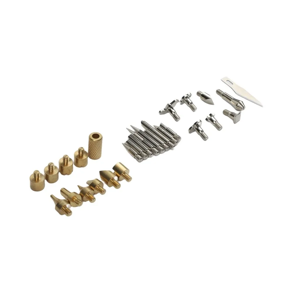Brass Tips Size Approx. 3.7mm Leather Engraving Tools 28pcs Wood Burning Tips Set Multifunctional Kit Metal Work Accessories