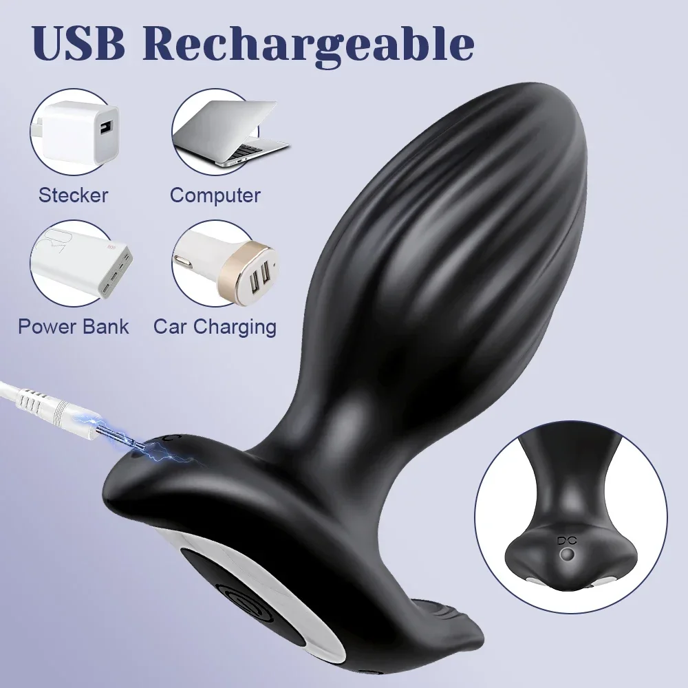 Vibrador anal sem fio para homens, rotação de 360 °, aplicativo, Bluetooth, plug anal, massageador de próstata, macho, bunda, brinquedos sexuais adultos, casais