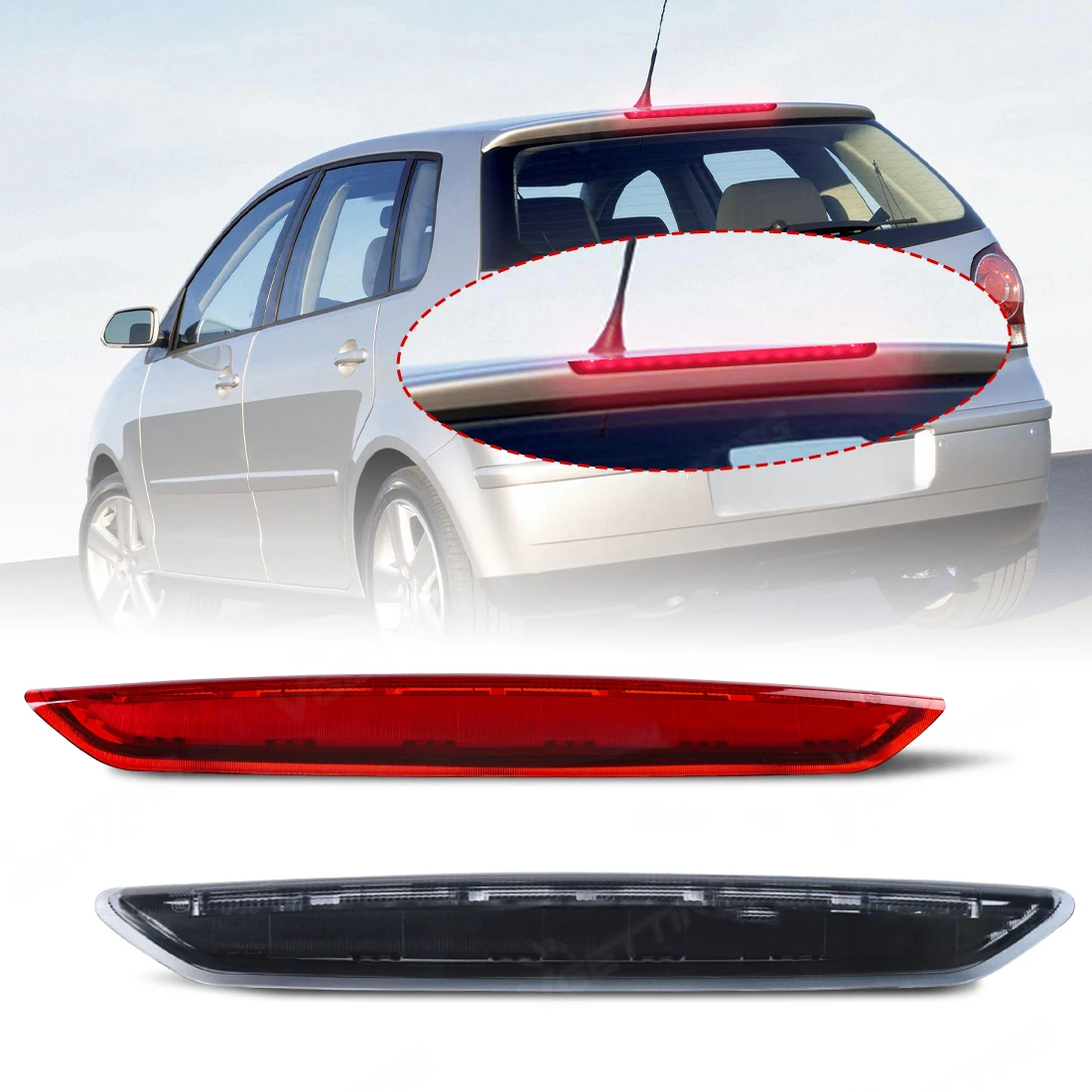 Car Third Brake Lamp High-Mount Stop Light For VW Polo 9N 2002 2003 2004 2005 2006 2007 2008 2009 2010 6Q6945097 High BrakeLight