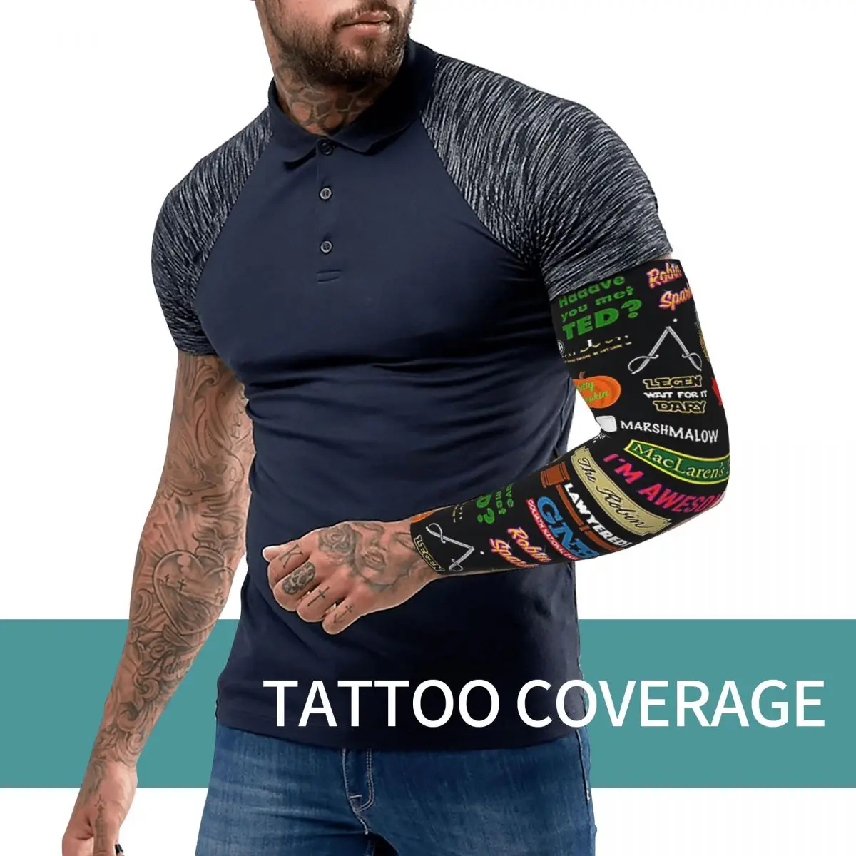 How I Met Your Mother Himym Tv Show Collag أكمام أذرع تبريد خارجية من الشمس فوق البنفسجية غطاء حماية صيفي لركوب الدراجات وأكمام وشم