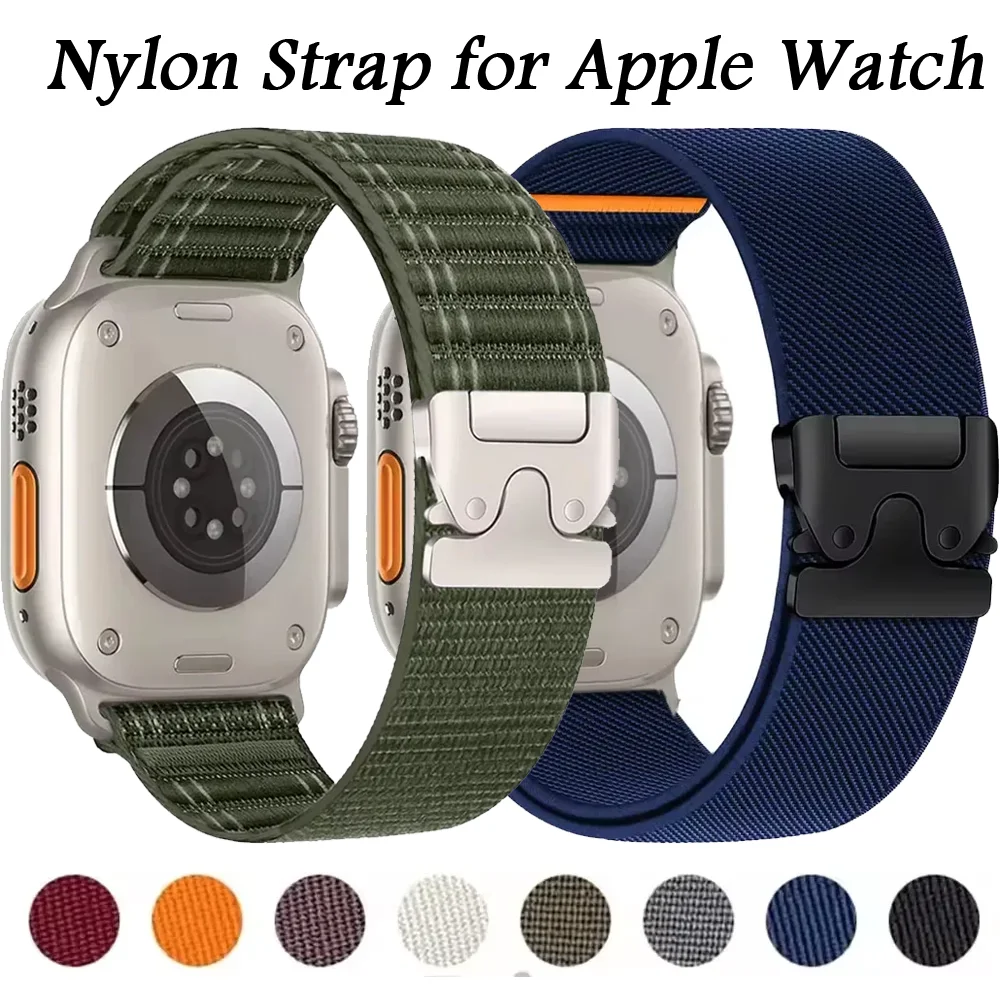 حزام نايلون مضفر لساعة أبل الترا 2 49 مللي متر 10 46 مللي متر 42 مللي متر الرياضة المظلة iWatch 9 8 7 6 5 4 SE 45 مللي متر 41 مللي متر 44 مللي متر 40 مللي متر Correa