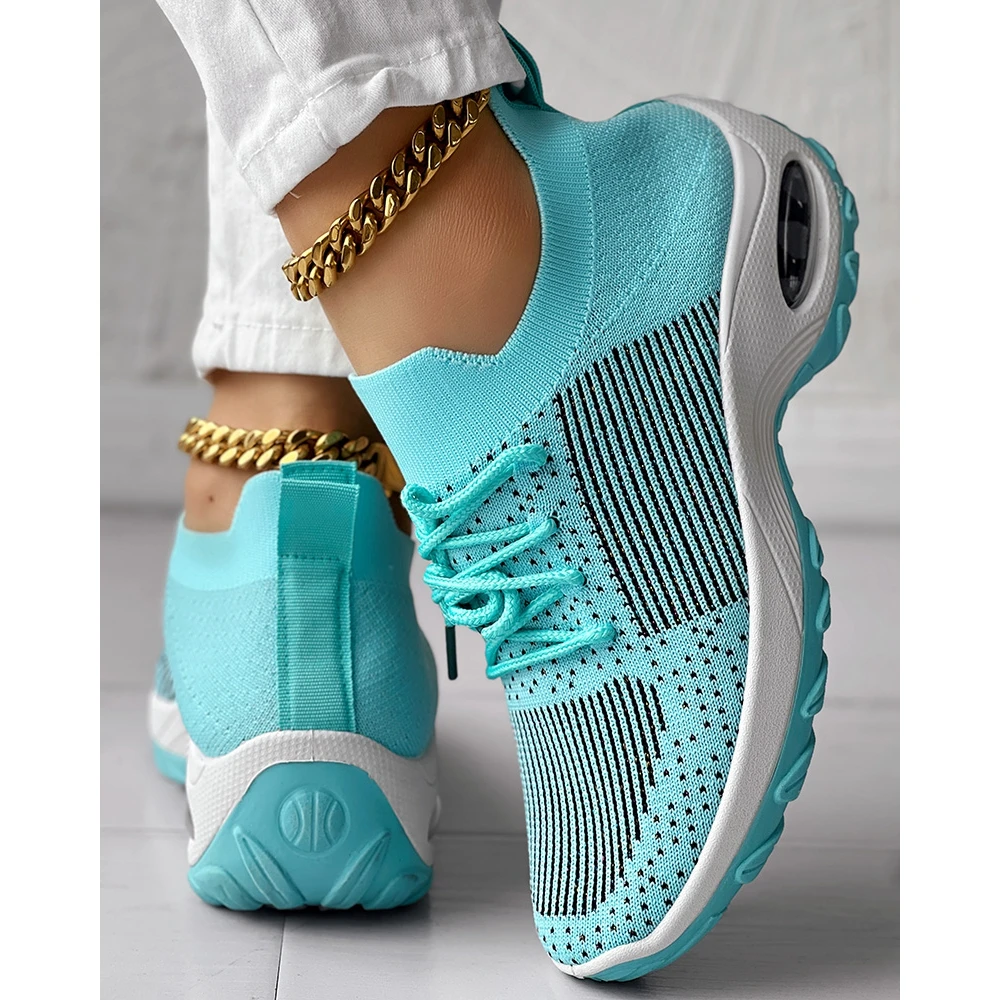 Fashion Women Hollow Out Breathable Mesh Lace-up Sneakers Daily Casual Round Toe Platform Sports Shoes Spring Going Out Shoes