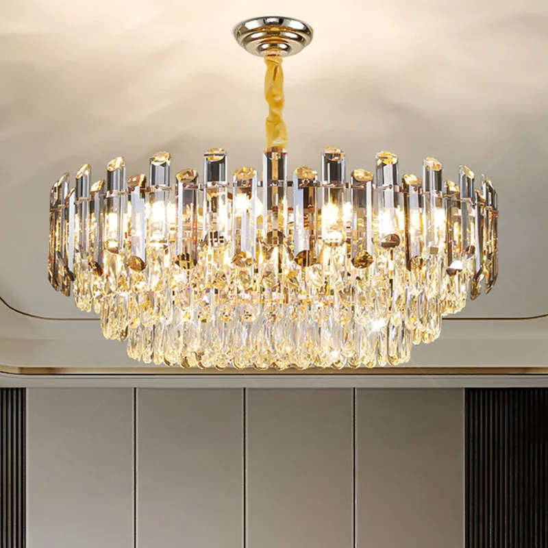 Modern Luxury Crystal Lamp Living Room Chandelier Rear Simple Dining Room Decoration Atmosphere Household Led Indoor Lighting