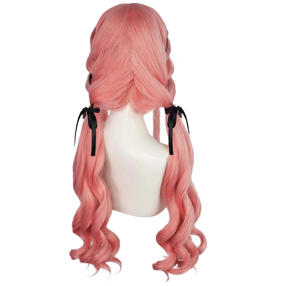 ผู้หญิงปาร์ตี้ฮาโลวีนเกม Infinity Nikki คอสเพลย์ยาวสีชมพู Double Pony Hair Wigs