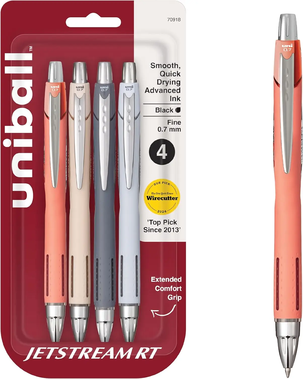 

Smooth Writing Quick-Dry Ballpoint Pens - 0.7mm Fine Point, Pack of 4 Black Pens for School & Office Use