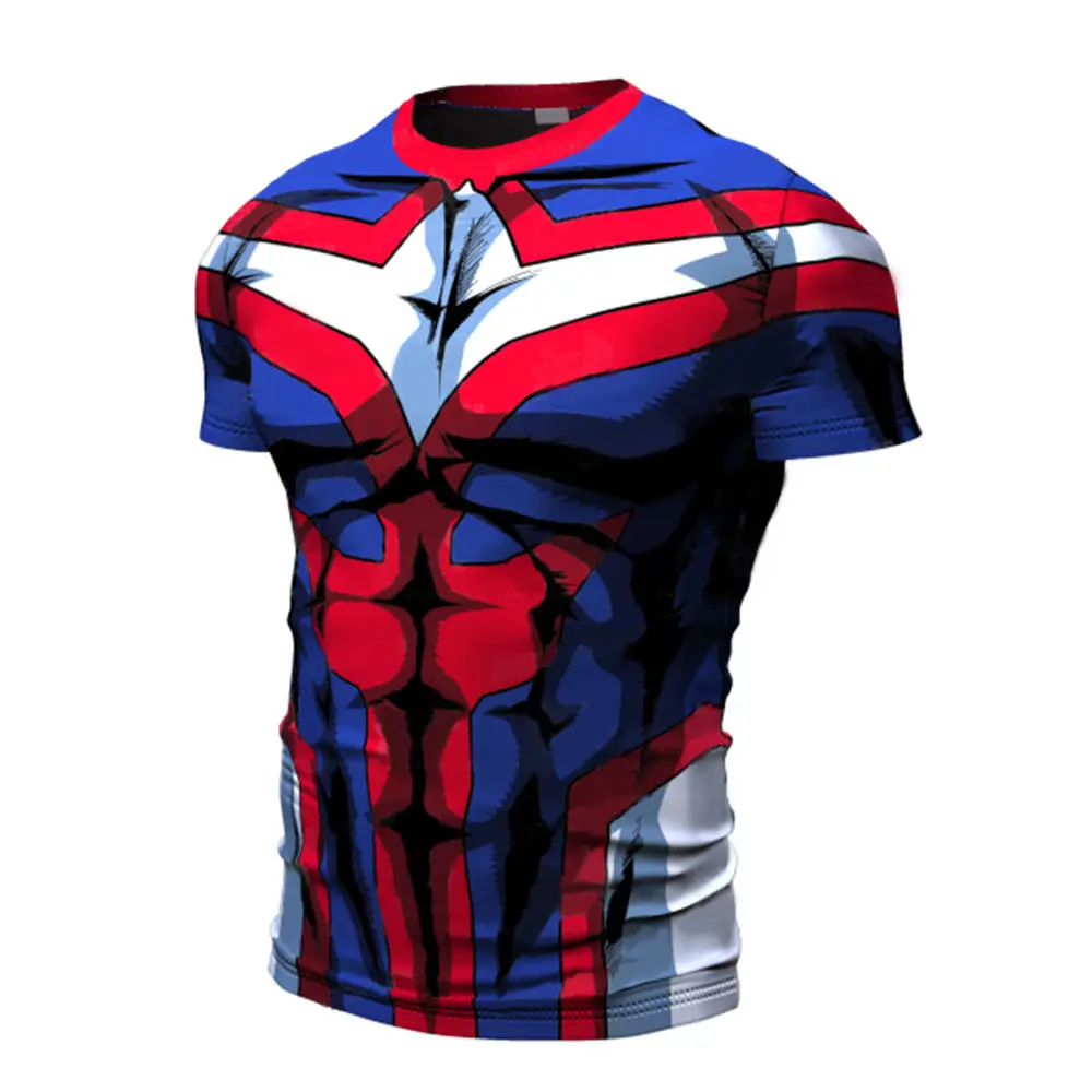 Hommes-Camiseta de compresión para hombre, camisa de Anime Boku No Hero Academia, culturismo, Fitness, Cosplay, gran oferta