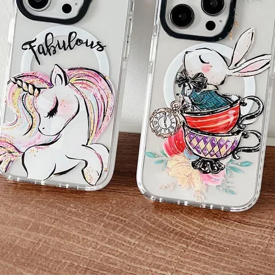 

Cartoon Rabbit Horse MagSafe Phone Case Cover for IPhone 12 13 14 15 Pro Max Case for IPhone 15 Pro Max