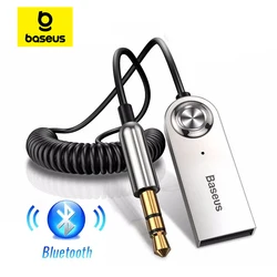 Baseus-Kit de manos libres para coche, juego de adaptador con entrada AUX y Bluetooth 5.0, longitud de cable de 3,5 mm, transmisor y receptor de audio de vehículo