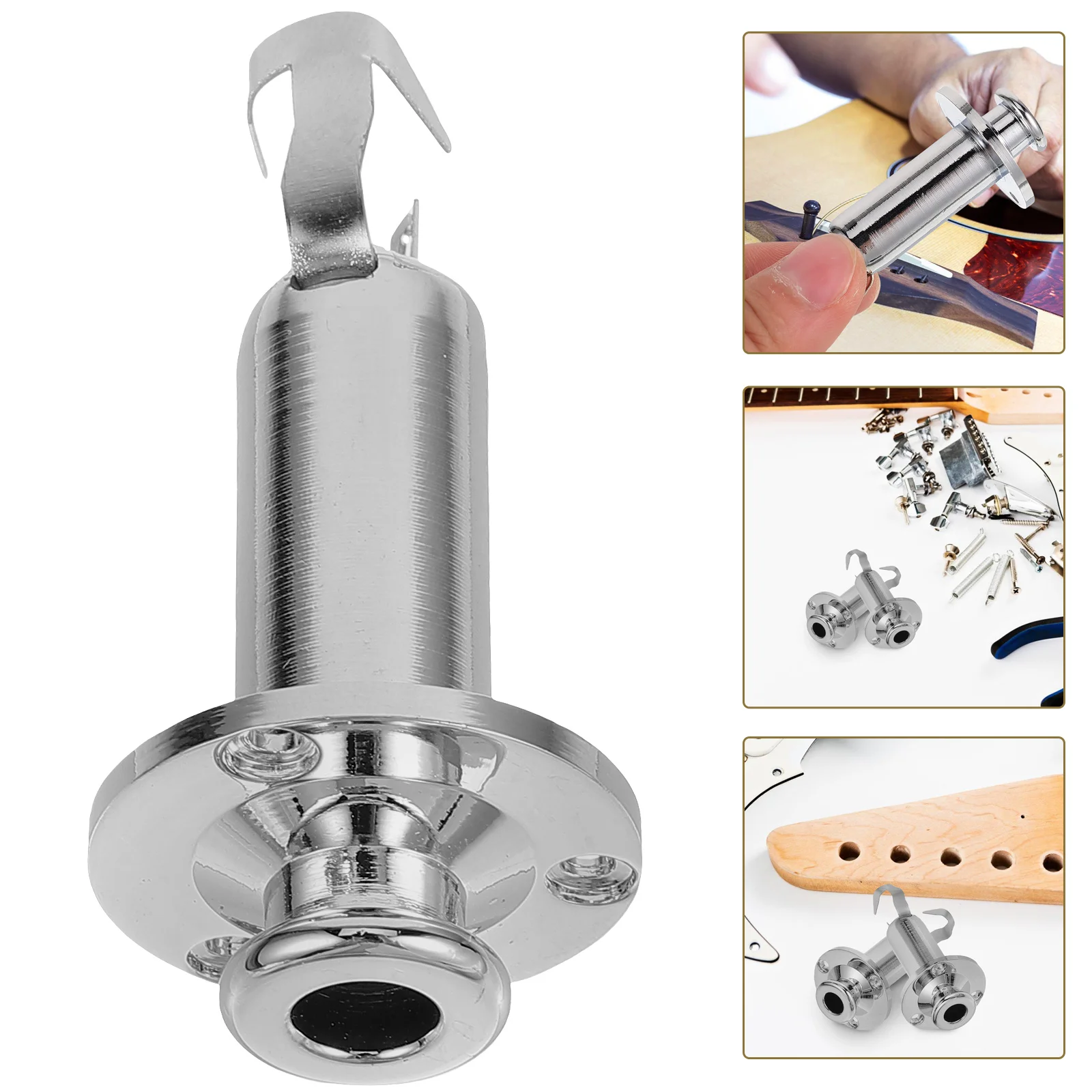

Guitar Output Jack Socket Tube Plug Electric Parts Supply Silver Rectangular Metal
