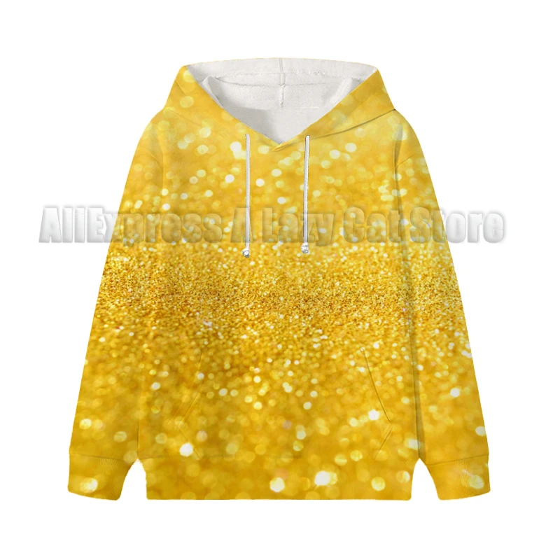 Shiny Gold Hoodies Infant Boys Golden Fashion Casual Sweatshirts Baby Girls Simple Trendy Long Sleeve Pullover