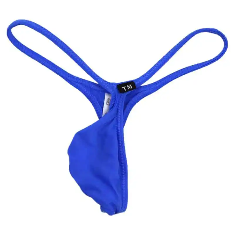 

Men's Ice Silk Thong Low-rise High Elastic Stitched Large Pouch Sexy T-back Underwear