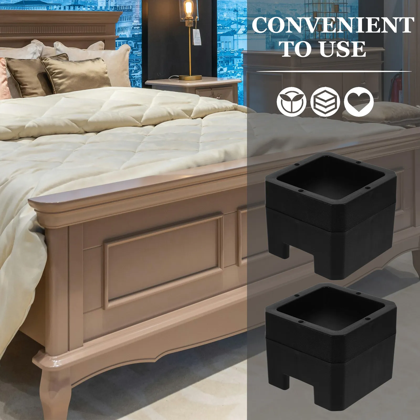 

4Pcs Bed Risers Prevent Sliding Versatile Bed Leg Pads Increases Height Protects Floors Enhances Stability Furniture Risers