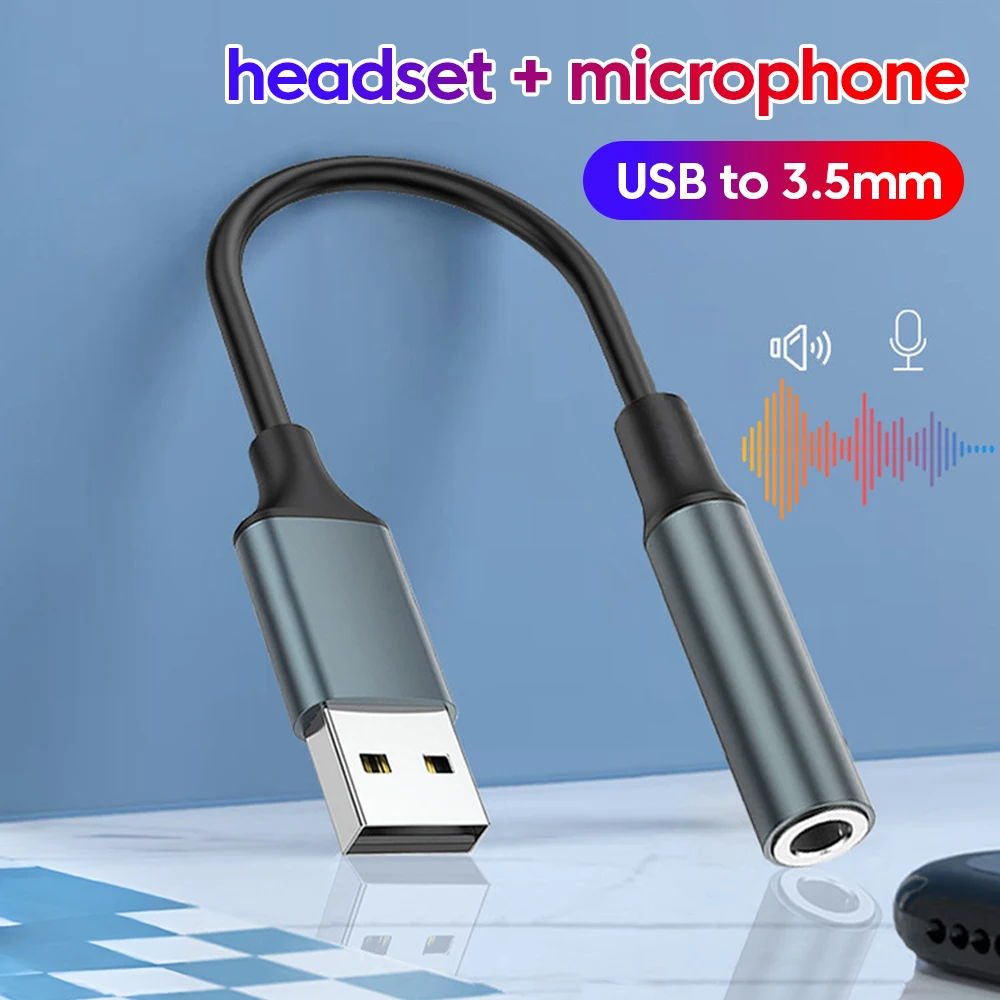 USB Audio Adapter USB A to 3.5mm Jack Headphones Connector Support Microphone Function For Cellphones Tablets Laptops Computers