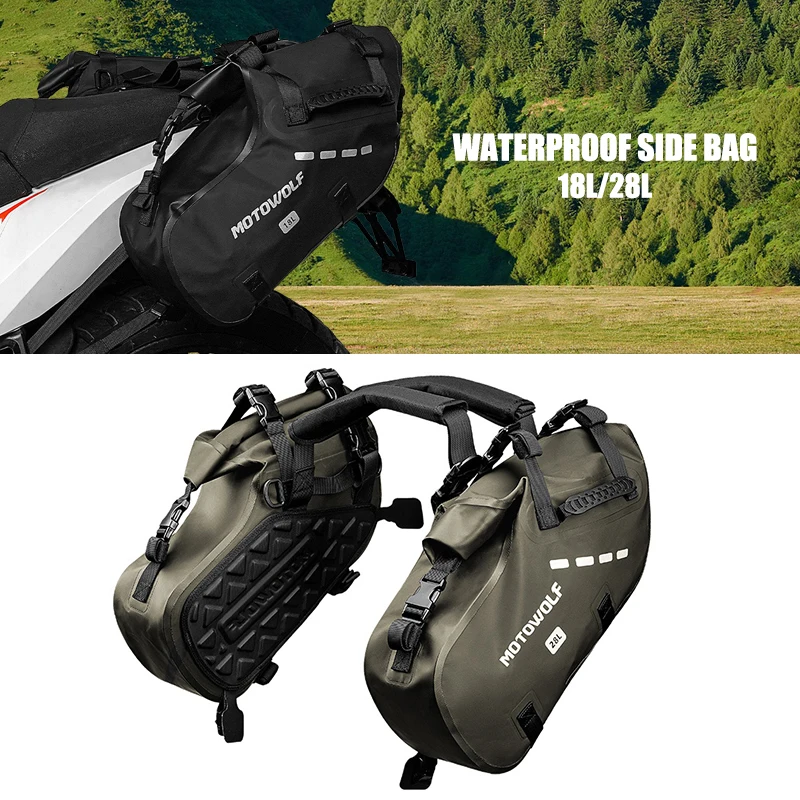 

For BMW For Honda For Suzuki For Yamaha 18L/28L Motorcycle Side Waterproof Bag Outdoor Dry Sack Bag Travel Luggage Saddlebags