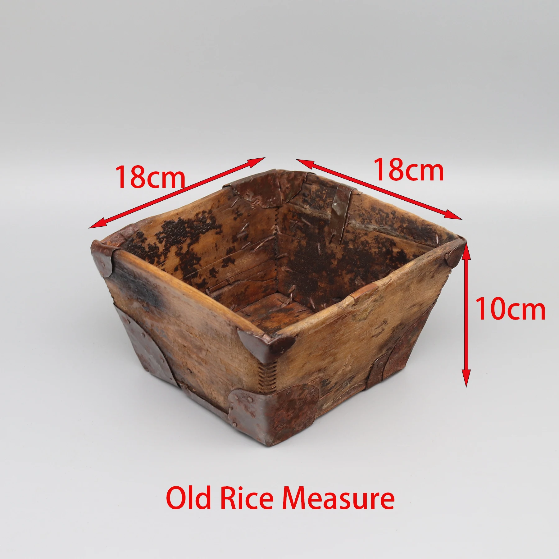 Antique Chinese Accessory, Old Rice Measure, Wooden Plant Holder, Home Decoration