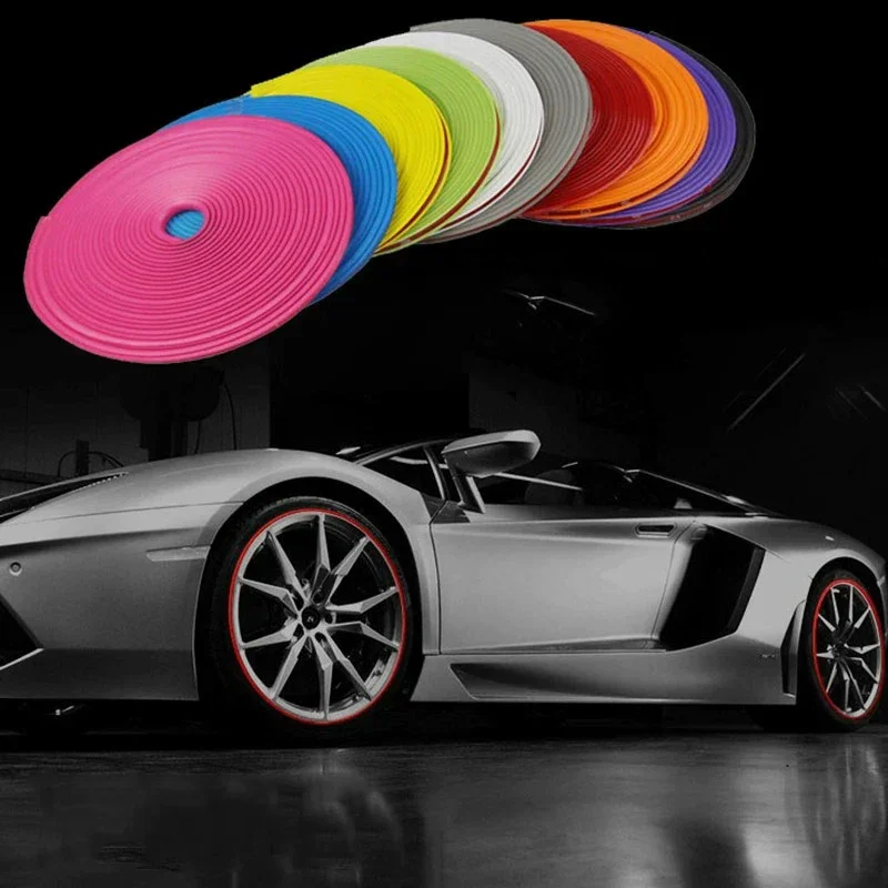 

8 Meters Car Bumper Decorative Strip Red Wheel Hub Ring Moulding Trim Edge Protective Car Styling Exterior Accessories