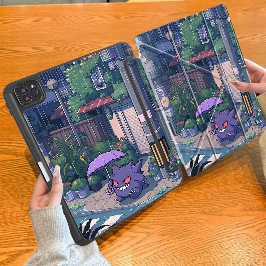 Tablet-Hülle für iPad Mini 7 6 5 12. 11. 10. Gen Air 8 M2 M3 3 Pro M4 13 2025 2026 9. Gen mit Stiftschlitz-Abdeckung P-PokemonS Gengars