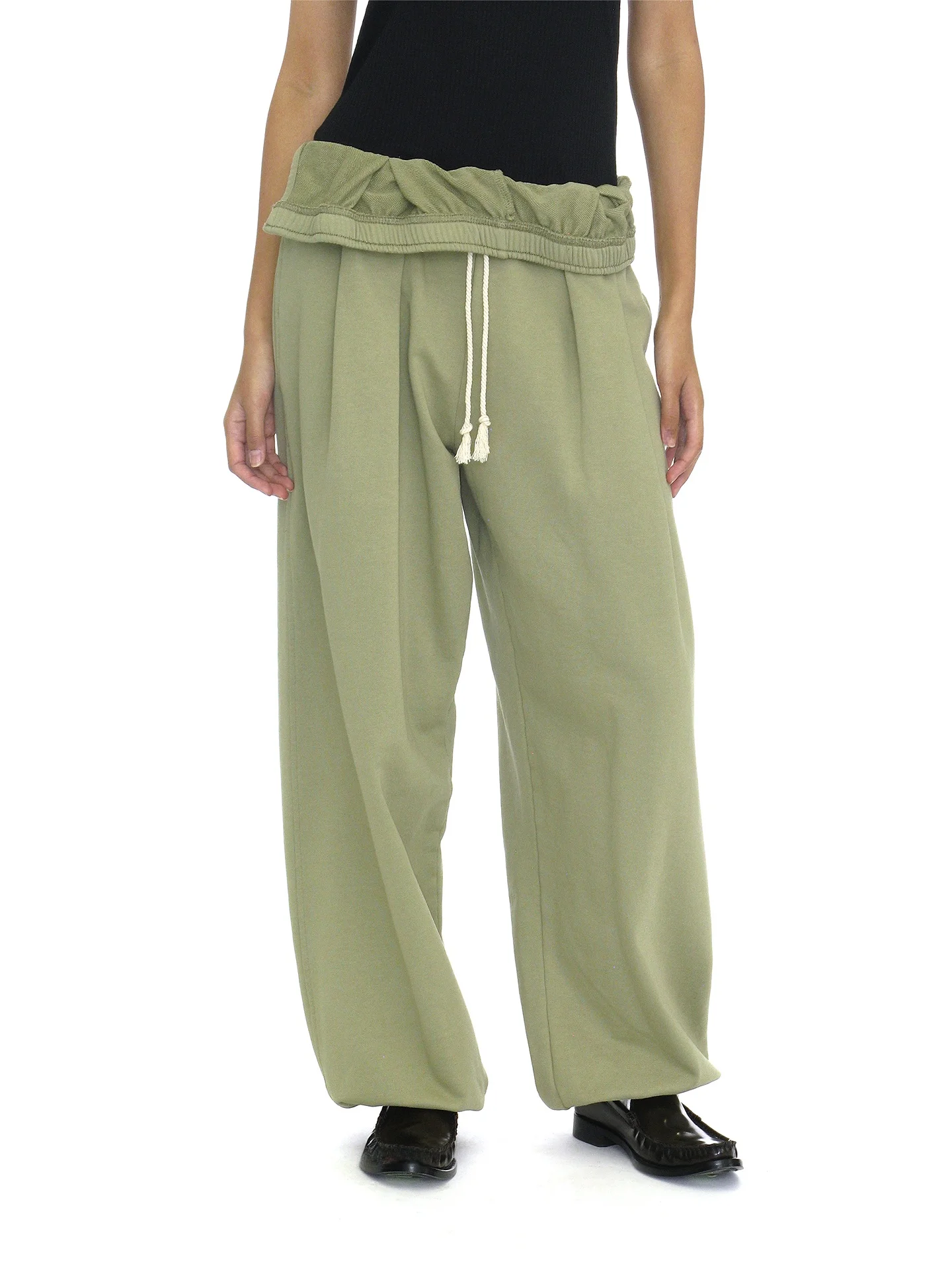 

Partimento High Waist Pleated Sweatpants Washed Loop Cloth Loose Long Pants Women's Casual Pants Comfortable Soft Cotton