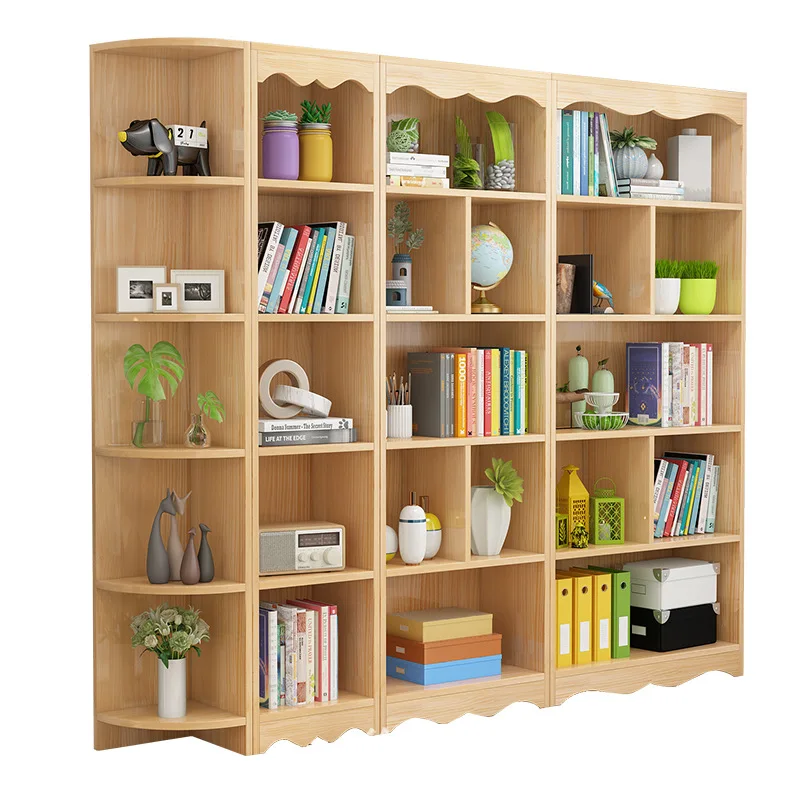 

Nordic solid wood bookshelf bookcase combination modern bookcase shelf children's simple storage pine can be customized