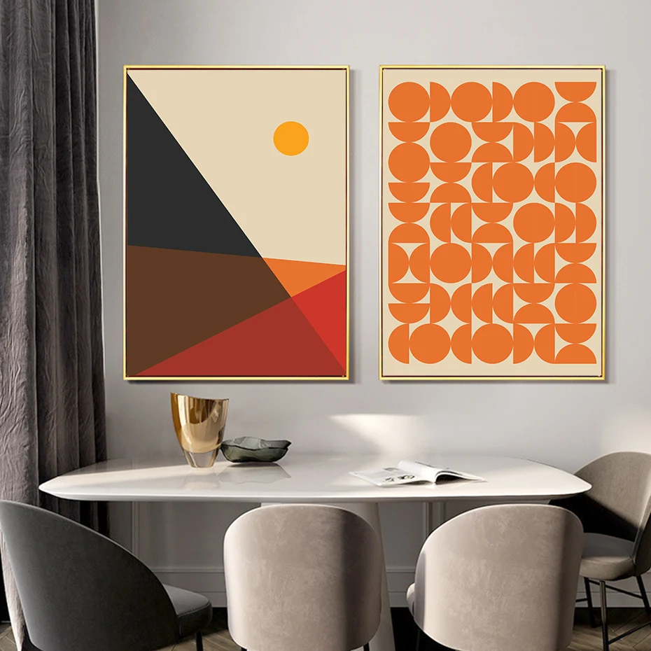 

Mid Century Abstract Modern Graphic Shape Colorful Canvas Painting Poster Wall Art Print Picture Living Room Interior Home Decor