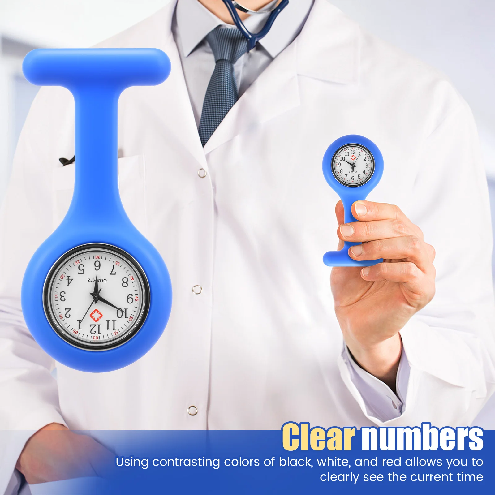 15 قطعة ساعة ممرضة قابلة للسحب كليب على فوب ساعة الطبيب الطبية معلقة بروش دبوس ساعة كوارتز مع اليد الثانية طبيب ممرضة هدية #4