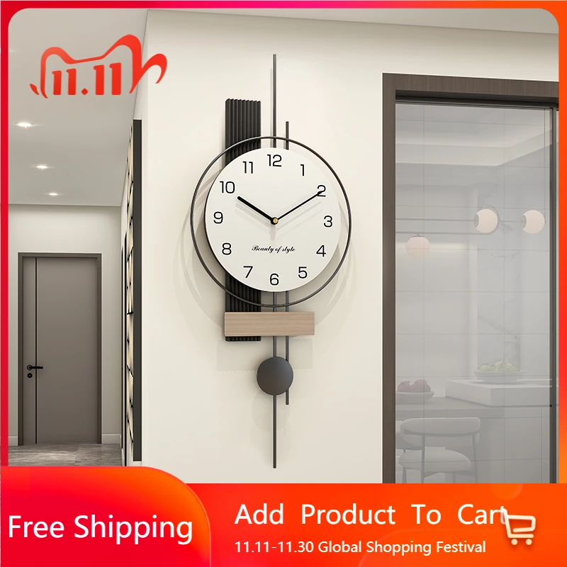 

Minimalist Interior Wall Clock Fashion Living Room Modern Nordic Designer Clock Wall Silent Art Reloj De Pared Home Decoration