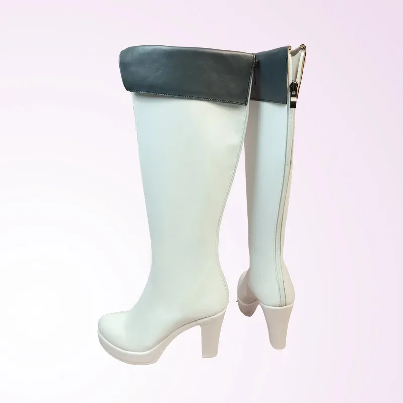 Akame Ga Kill Algemene Esdeath Witte Cosplay Laarzen Schoenen Vrouwen Hoge Hak Schoenen Cosplay Kostuum Partij Schoenen Op maat gemaakte laarzen