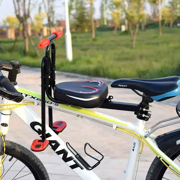 Assento de segurança montado na frente para crianças, Sela de bicicleta com pedais, MTB Road Bike Acessórios