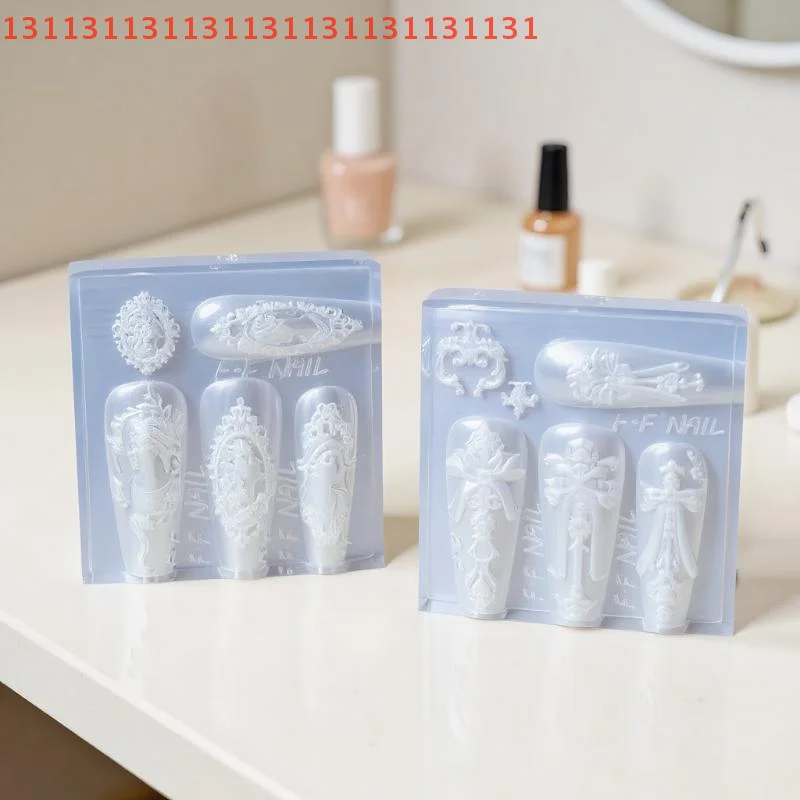 قالب شفاف ثلاثي الأبعاد لفن الأظافر، تصميم القوس DIY، إطار صورة الرمزية على الطراز الأوروبي، أداة سيليكون لتزيين المانيكير #3