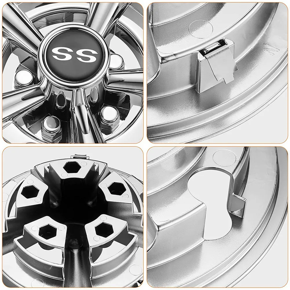 4Pcs Golf Cart Hubcaps8 Inch Chrome Golf Cart Hub CapsShiny Wheel Covers Hubcaps for Club Car Golf Cart