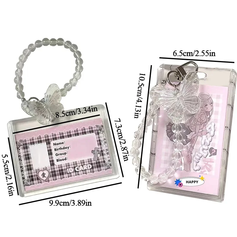 Ins Transparent Photo Frame Keychain Crystal Butterfly Pendant DIY Insert Photoes Photocard Split Keyring Idol Card Holder