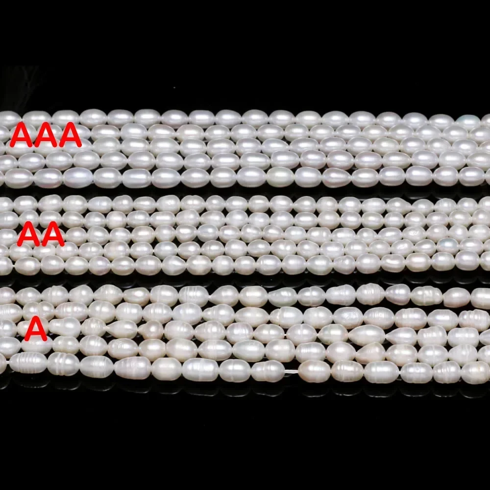 AAA+ Natural Freshwater Pearl Beads Rice Isolation Loose Beaded for Jewelry Making DIY Personality Bracelet Necklace Accessories