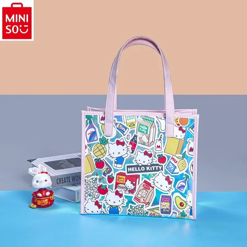 

MINISO Colorful Laser Shooting Handbag Cartoon Hello Kitty Children and Students Birthday Gift High end Gift Bag Beach Bag