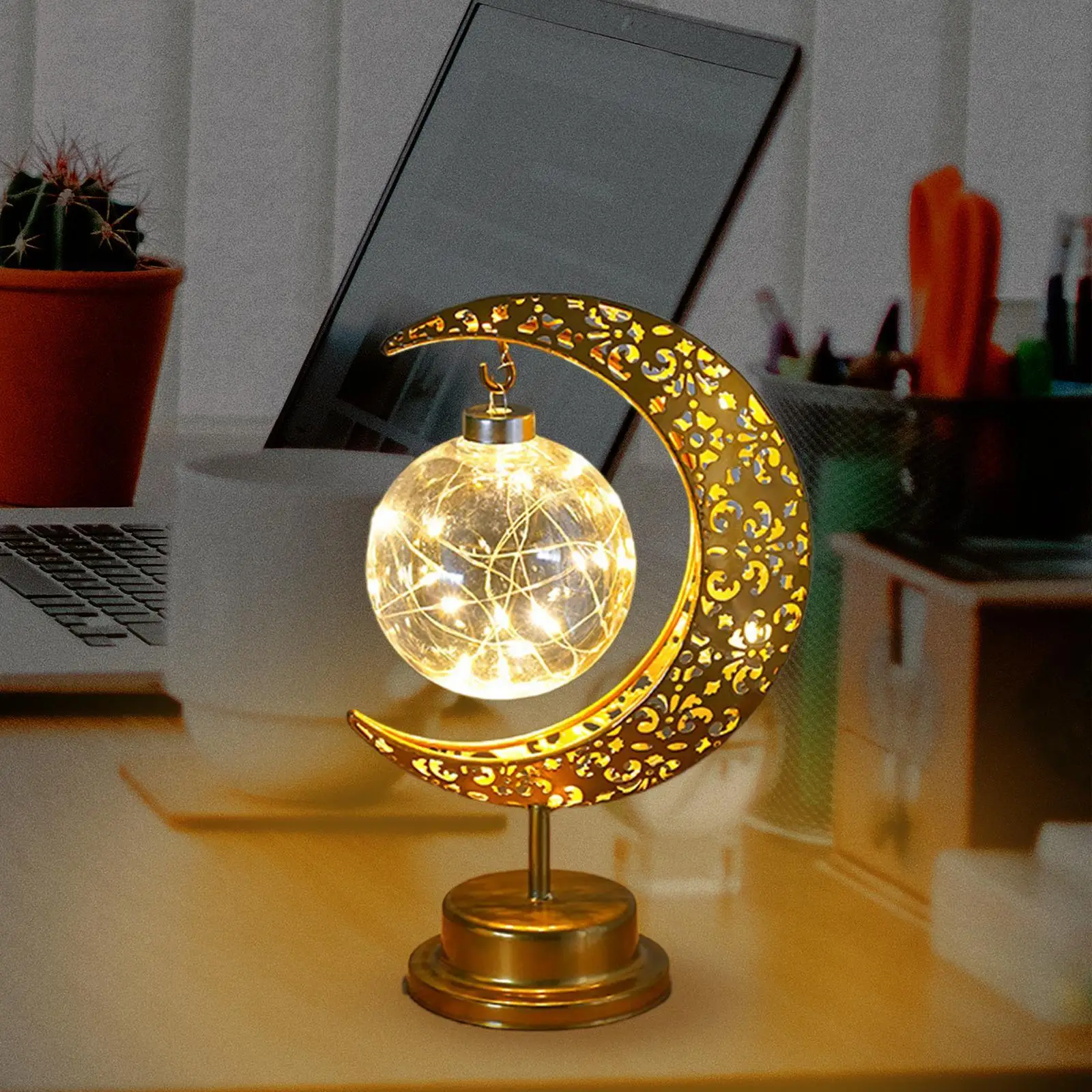 Iron Eid Moon Light Ramadan Mubarak Decorations for Home Window Office Light