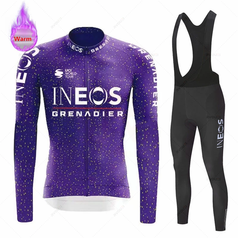 New Ineos Grenadier Team Winter Cycling Clothing Thermal Fleece Bicycle Jersey Set MTB Clothes Road Bike Uniforme Ropa Ciclismo