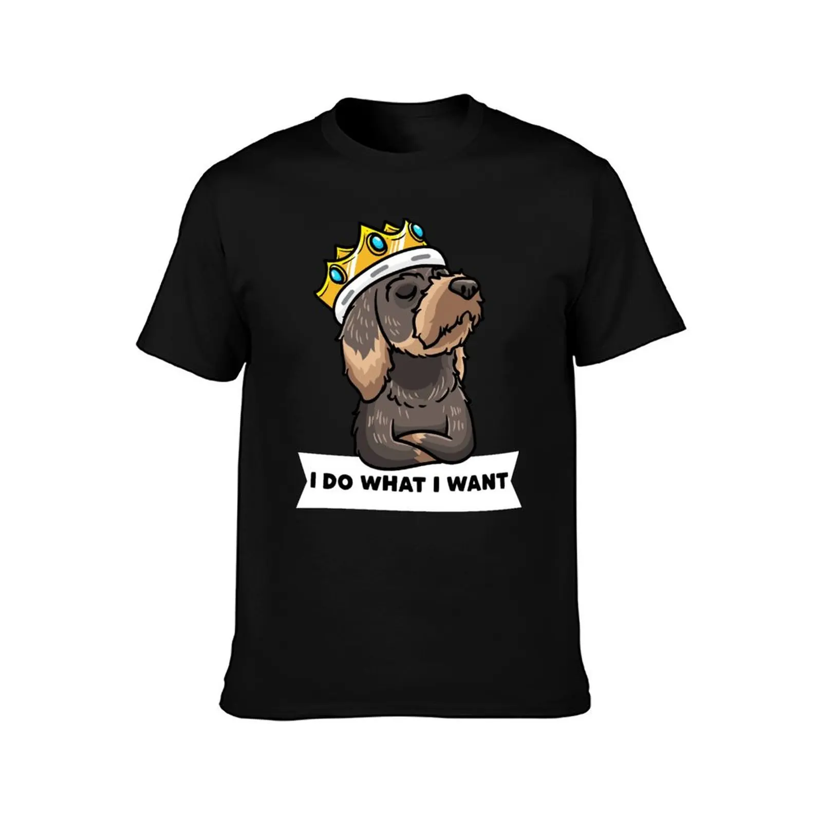 Stubborn Wire Haired Dachshund Dog With Crown T-Shirt Comfortable Workout Short Sleeve Shirt T-Shirt