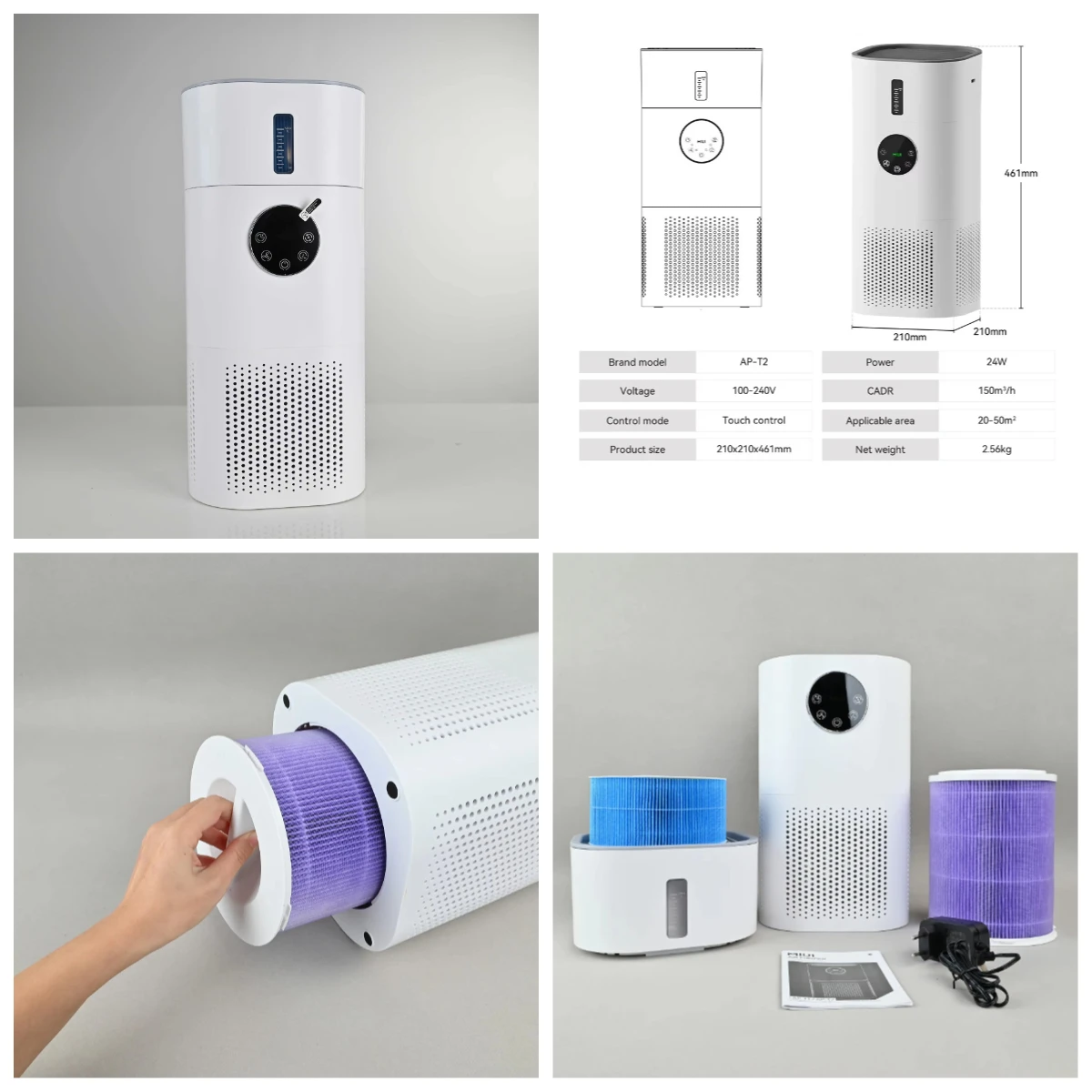 

2 in 1 H13 True HEPA Air Purifier with Humidifier for Home Allergies Pets Hair Smokers Bedroom