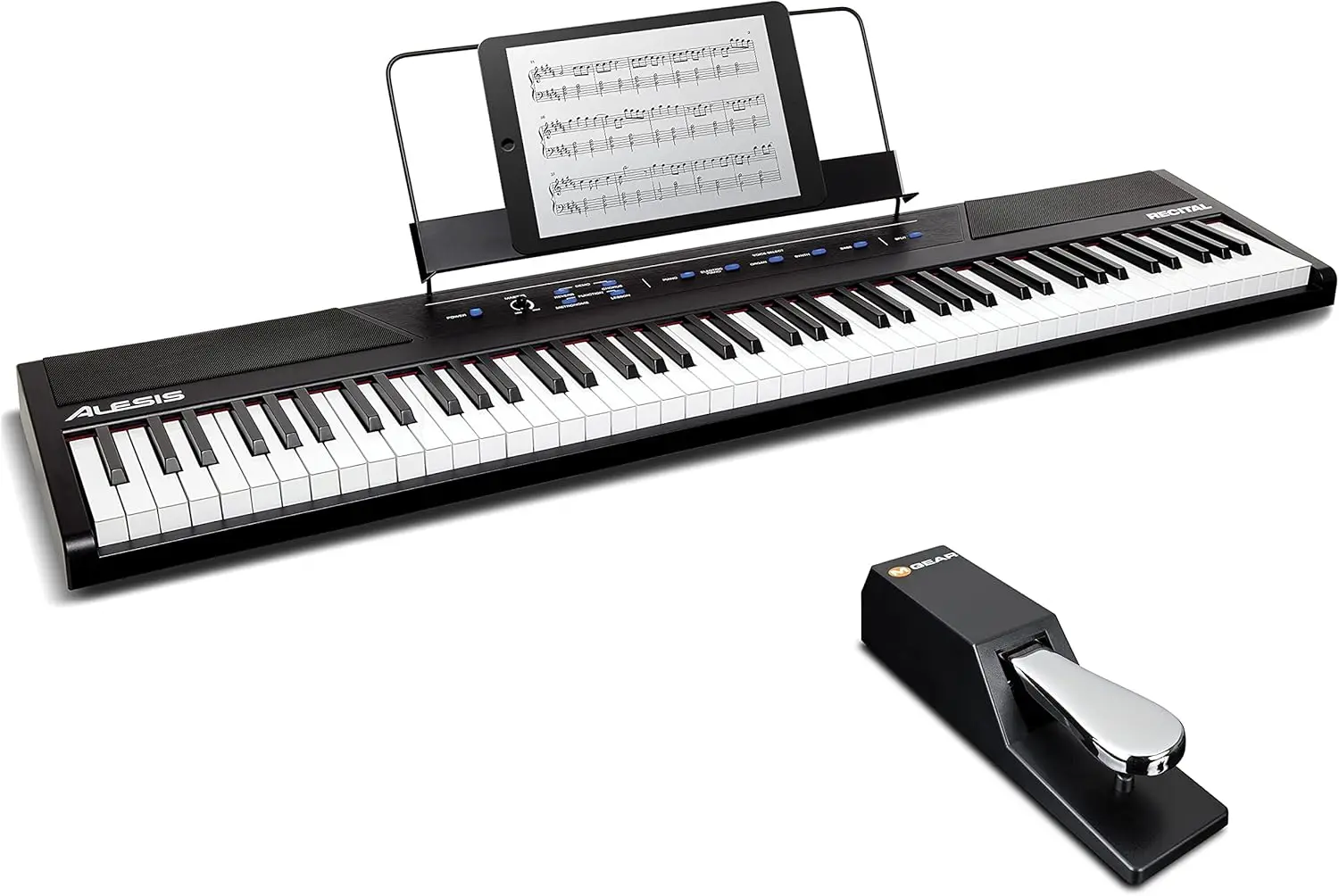 Electric Keyboard with 88 Semi Weighted Keys, Built-In Speakers, 5 Voices and Sustain Pedal